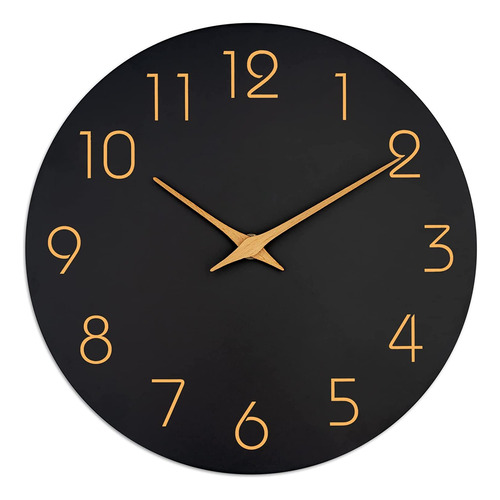 2 #10, Negro Liso, Reloj De Pared Moderno Con 10 Unidades Pa