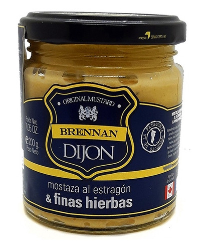 Mostaza Al Estragón Y Finas Hierbas 200 Gr Marca Brennan