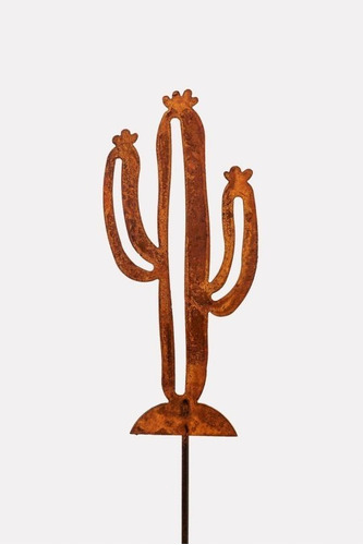 Cartel Chapa Oxido Cactus Pincho 60x13cm