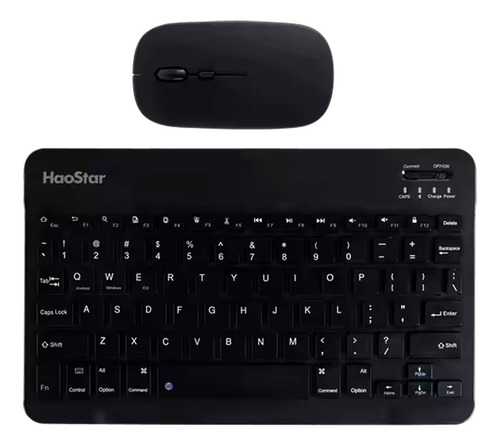 Kit Teclado Recargable Slim + Mouse Bluetooth Usb Portatil Negro