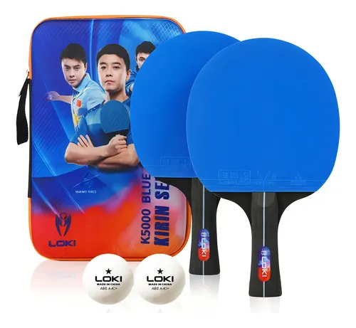 comprar Set 2 Paletas De Ping Pong Loki K5000 Nivel Inicial Color Negro\u002FAzul Tipo de mango FL (Cóncavo)