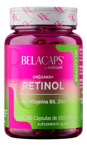Solanum Orégano + Retinol Con Vitamina B6, Zinc 180 Caps Sabor Sin Sabor