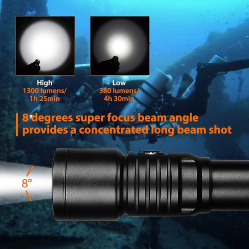 Linterna Led De Buceo Orcatorch D530, 1300lm, Recargable