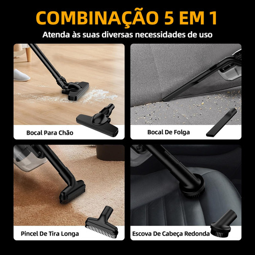 Aspirador De Pó 5 Em 1 Sem Fio Recarregável Portátil