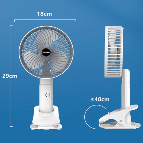 Ventilador D Mano Escritorio Giratorio Usb Ajustable Oficina 18 Cm 50 Hz Gris Gris Abs 3