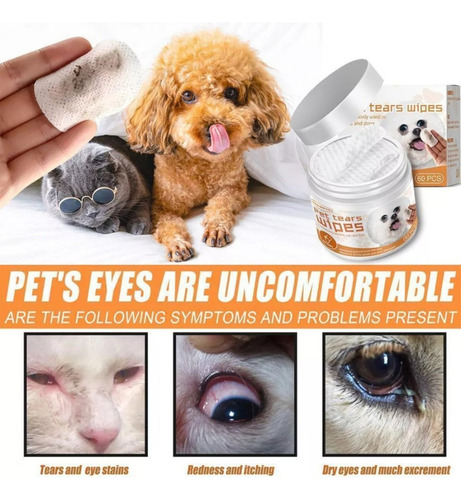 Fd Mascota Ojo Perro Gato Toallitas Húmedas Antimanchas, 60