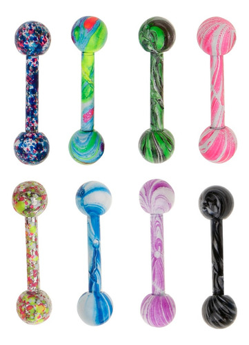 8 Piezas De Acero Inoxidable Lengua Barras Anillos Anillos