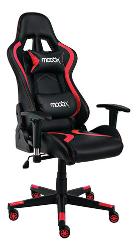 Cadeira Gamer Moobx Thunder Reclinável Com Braço Regulável Cor Preto/Vermelho Material do estofamento Couro sintético
