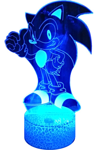  Lampara Ilusión 3d 7 Colores Led Sonic The Hedgehog