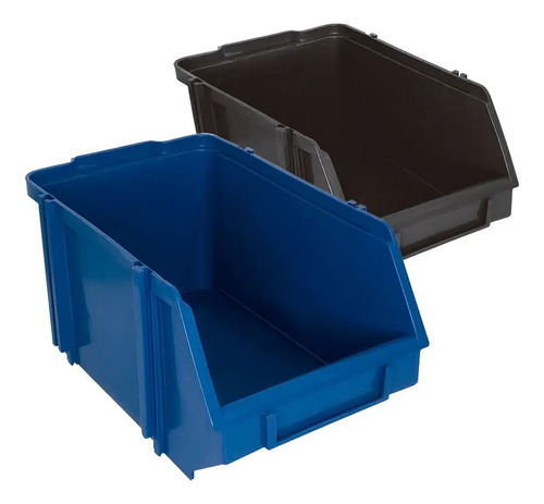Caixa Bin Organizadora Plástica Nº5 Azul Caixa Com 12 Peças