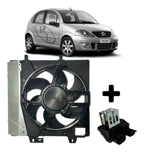 Eletroventilador Completo Citroen C3 2009 2010 2011 Manual