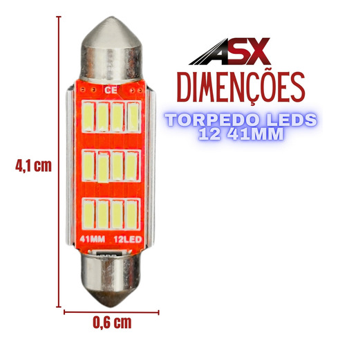 Lâmpada Led Torpedo 41mm Luz De Teto Canbus 6000k 10w 10 Uni