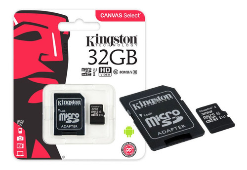 Cartao De Memoria Classe 10 Kingston Sdcs/32gb Micro Sdhc 32