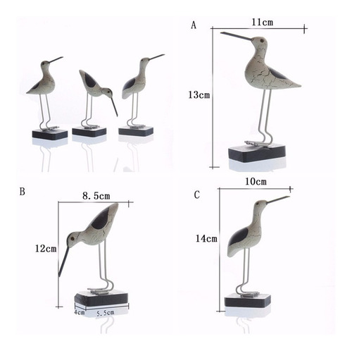 Imagen 5 de 7 de 3 Piezas De Gaviota De Madera De Artesanía Estilo Mediterrán