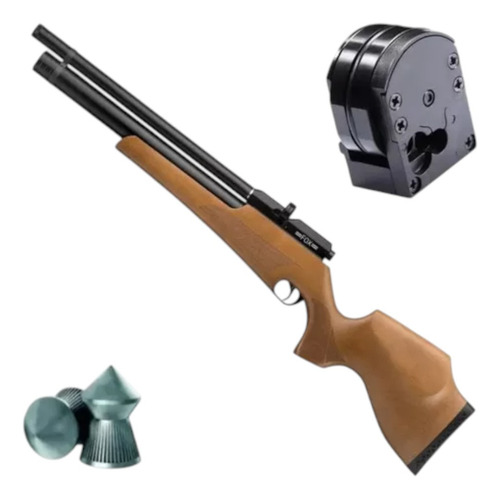 Rifle Pcp Fox M16 Aire Comprimido Regulado Caza + Cargador Madera 5.5 Mm
