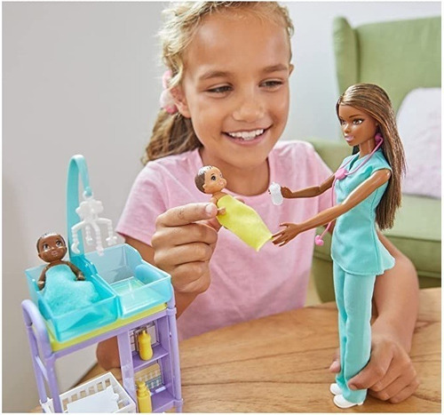 Imagem 7 de 9 de Barbie Profissões Pediatra Negra Com 2 Bebês Mattel Ms Sj
