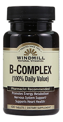 B-complex 100% Daily Value Windmill Complejo B 100 Tabletas Sabor Sin Sabor