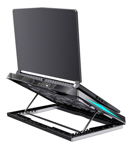 Imagen 9 de 10 de Base Soporte Cooler Notebook 14 A 17p Luz 6 Alturas 6 Fans