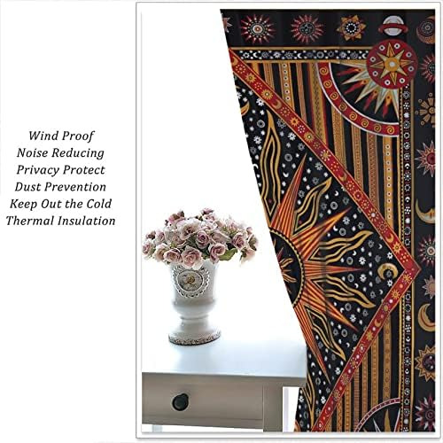 Cortinas De Ventana Con Mandala Hippie, Sol Ardiente Indio,