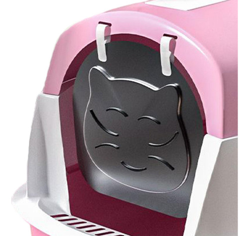 Caja De Arena Para Gatos Con Capucha Y Tapa, Bandeja De Rosa