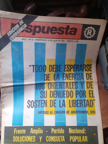 Antiguo Semanario Respuesta 10 De Julio 1973