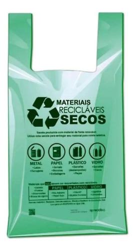 Sacola Impressa Lei Biodegradável Verde 48x55 Pacote C/500