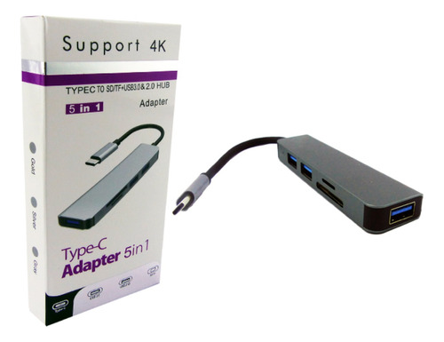 Adaptador Tipo C Con 3 Puertos Usb Y 2 Lectores De Tarjetas 