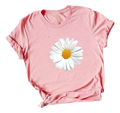 Camiseta En U Para Mujer, Talla Grande, Manga Corta, Estampa