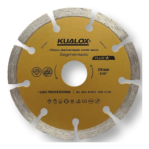 Disco Diamantado Corte Seco Plus 115 Mm - 4 1/2 Kualox