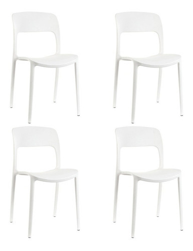 Imagen 2 de 7 de Pack De 4 Sillas De Comedor Nina Apilable Reforzada Color De La Estructura De La Silla Blanco