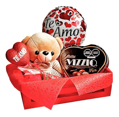 Canasta Con Chocolates Y Peluche Osa Teddy Amor San Valentín