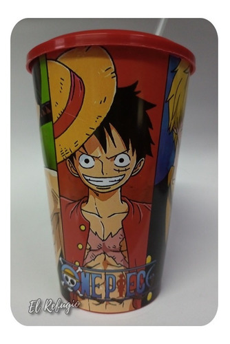 Vasos Largos Con Tapa Y Bombilla One Piece 