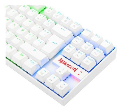Imagen 4 de 5 de Teclado gamer Redragon Kumara K552 QWERTY Outemu Blue español latinoamérica color blanco con luz RGB