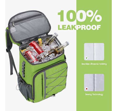 Mochila Hielera Capacidad 35 Latas Poliester Color Verde