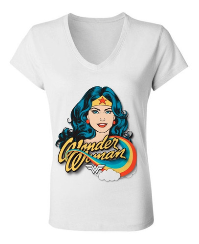 Remera Mujer Escote V - Wonder Woman 