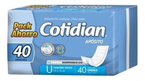 Apósito Cotidian Unisex Talle Único 40 Unid Leve