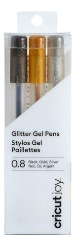 Cricut 2007079 Joy Glitter Gel Pens, 0,8 Mm (3) Negro, Oro, 