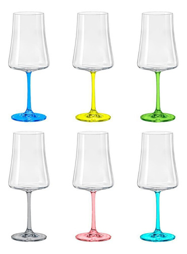 Taças De Cristal Coloridas Bohemia - 6 Unid. 560ml