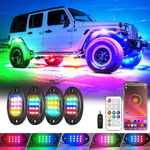 4pods Rgb+ic Led Rock Lights For Golf Cart Truck Jeep Atv Ut