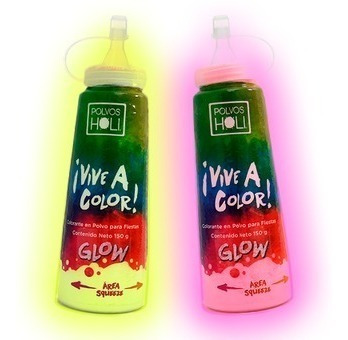 Botella Squeeze Glow Holi Original 150gr Flourescentes