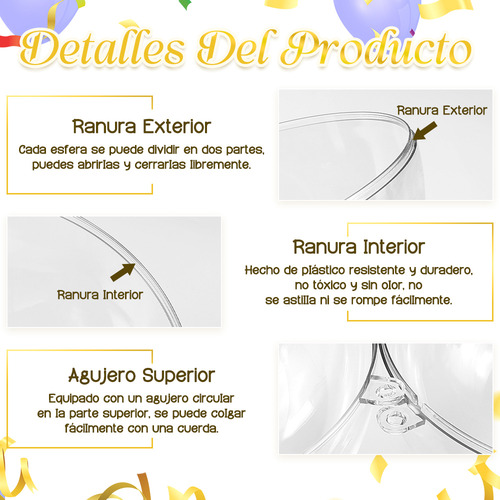 Pack 6 Esferas Acrílico Para Rellenar Decorar Navidad 8cm