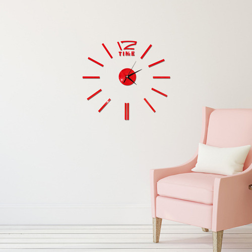 Reloj De Pared De Moda Rojo De Bricolaje Transfronterizo Con