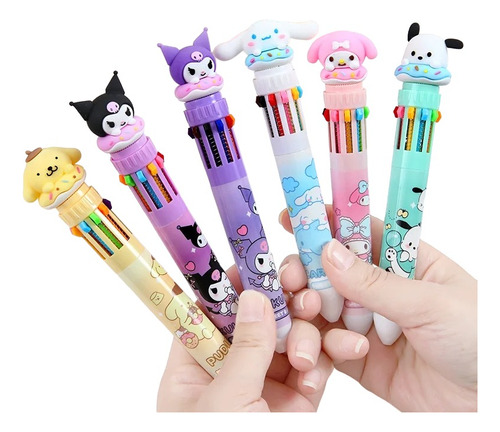 Bolígrafo Lapicero Sanrio 8 Colores Pack X 6 Kawaii