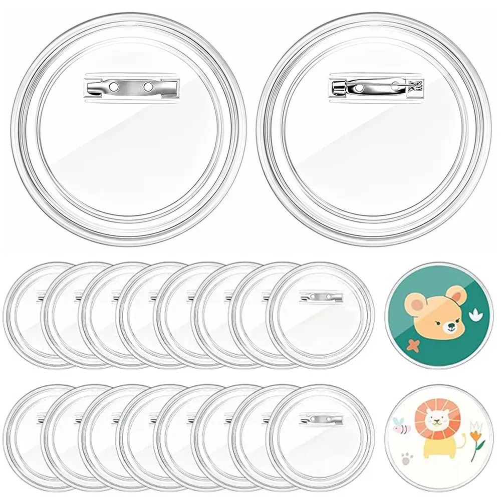 Banna 80 pins de acrílico transparente de 37 mm, personalizables, con broche de metal, ideales para manualidades, insignias de fotos, regalos, proyectos escolares y actividades de 