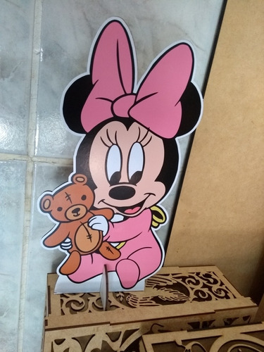 6 Disney Baby Mickey Minnie Display Mesa Decoração Festa Mdf