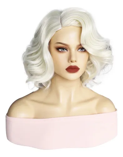 comprar Peluca Corta Y Rizada De Marilyn Monroe, Rubia Platino