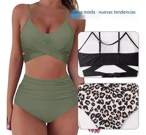 Traje De Baño Tipo Bikini Para Mujer Con Estampado Halter, S