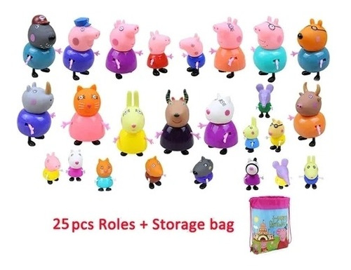 25 Piezas Peppa Pig Familia Figuras Juguetes Juguetes