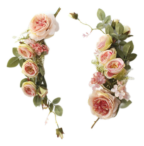 Flor Decorativa Swag Garland Boda Flores Para Rosado 40cm