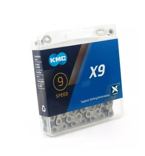 Cadena Kmc X9 V. Silver/gray 116 Eslabones Nueva Generacion